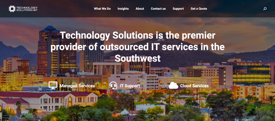 a banner image of technology solution with mentioning their services
