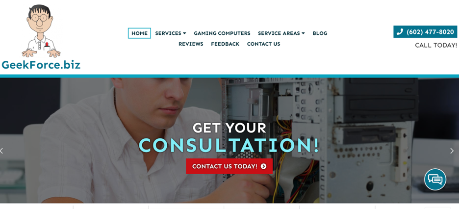 geekforce biz home page screenshot