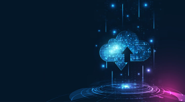 An illustration showcasing a diverse group of small business owners gathered around a large, glowing cloud symbol, representing cloud computing. Each owner interacts with various cloud-based applications and services, such as data analytics, remote work tools, and secure data storage, highlighting the transformative impact and benefits of cloud computing for small businesses.