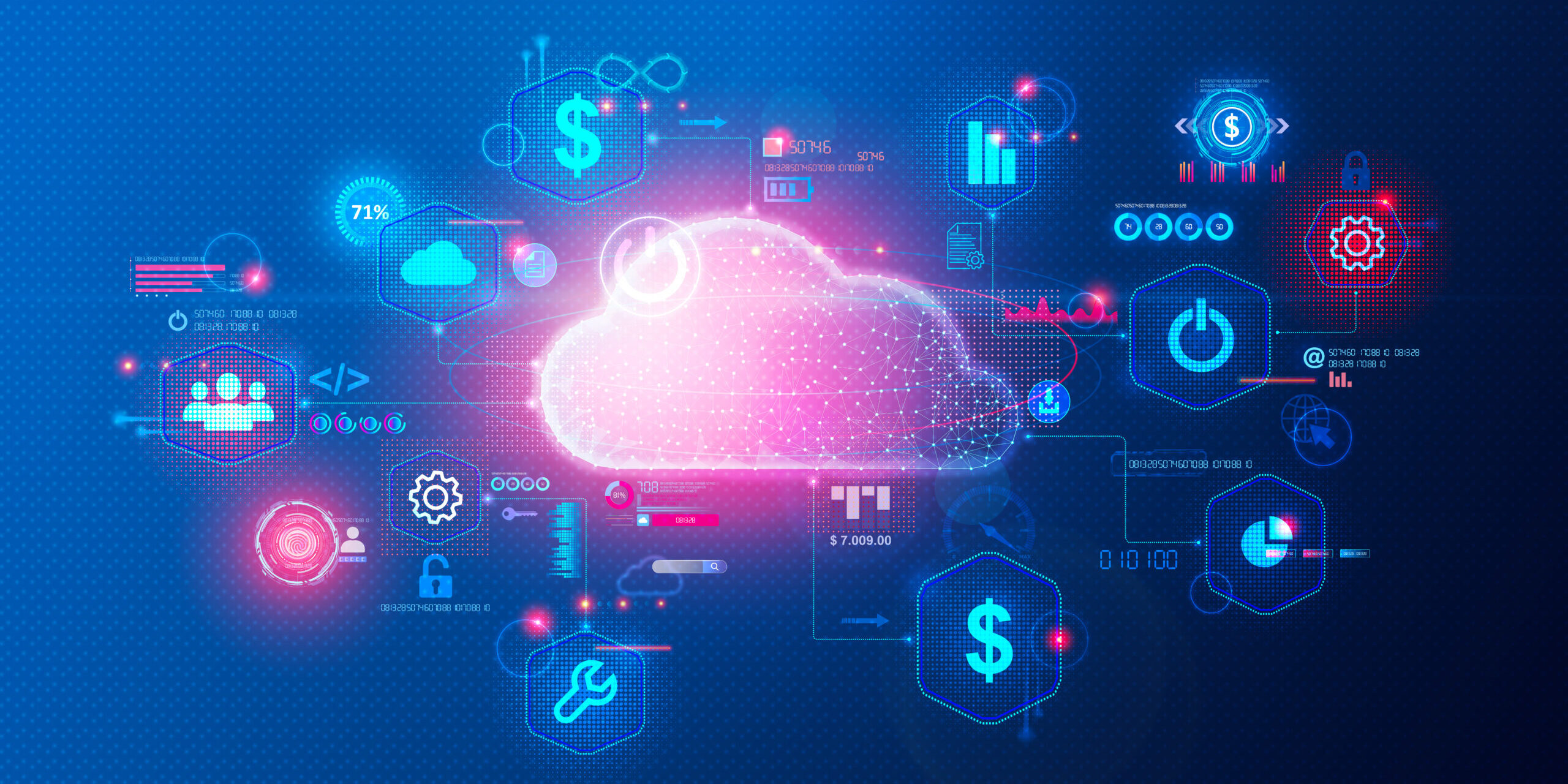 Diverse industries interconnected by digital services provided by Managed Service Providers