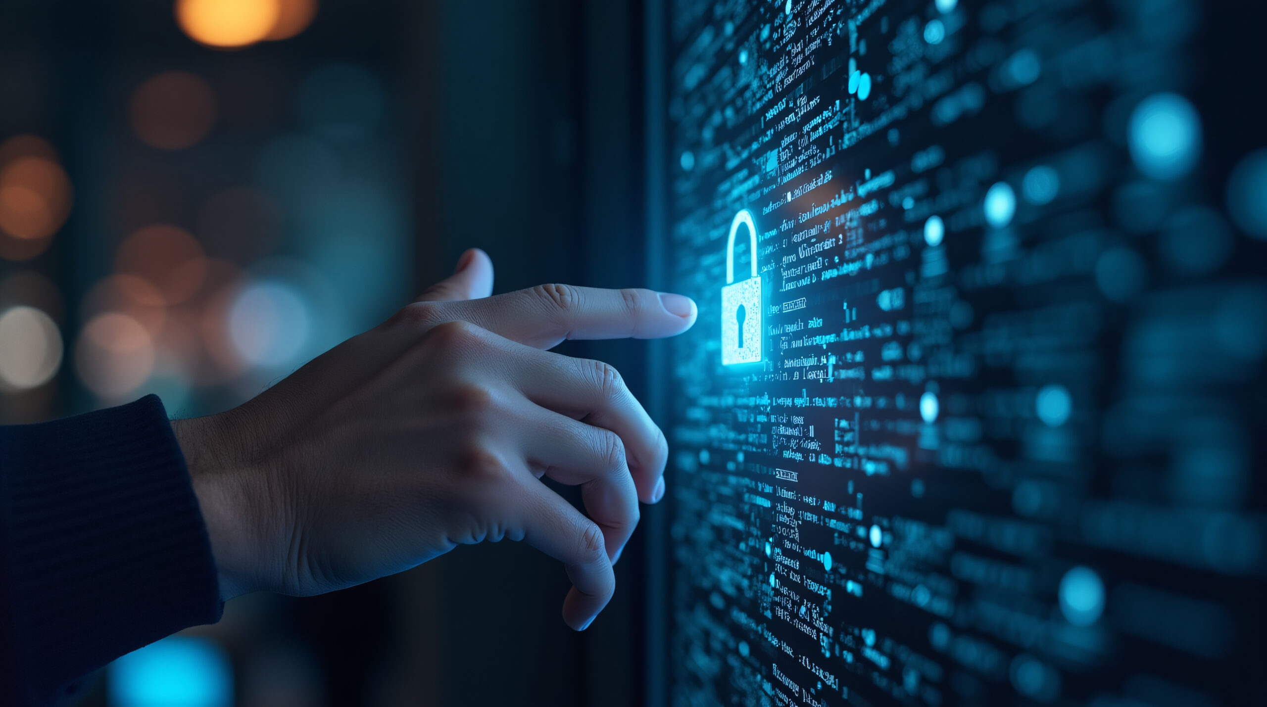 Person interacting with digital security interface to review Microsoft 365 audit logs and system activity.