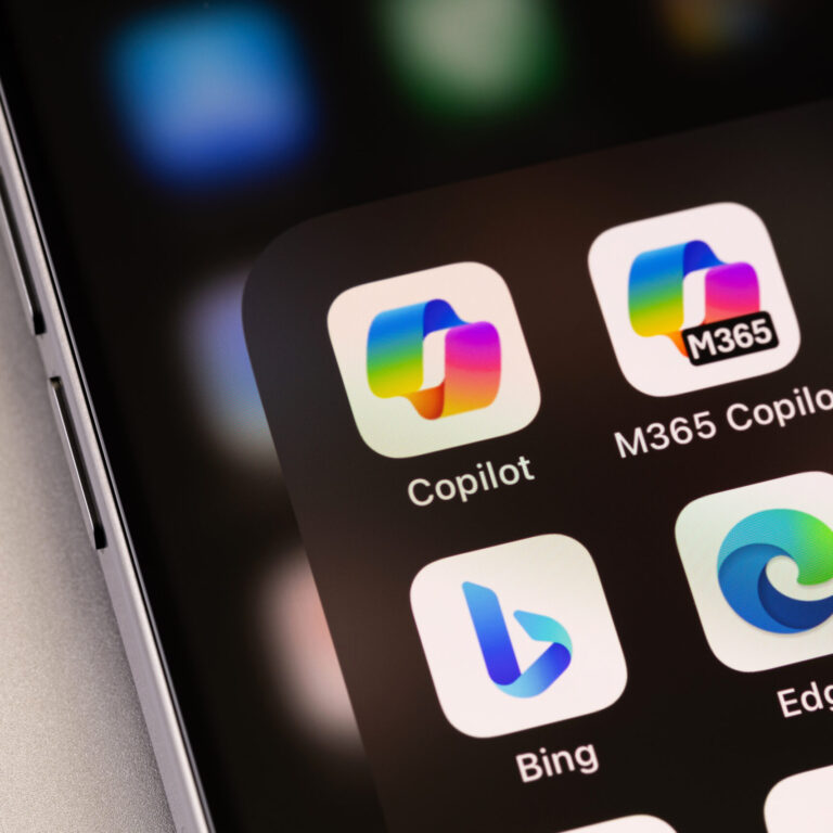 Microsoft 365 apps including Copilot, Bing, and Edge displayed on a mobile device, representing cloud services and productivity tools used in Microsoft environments